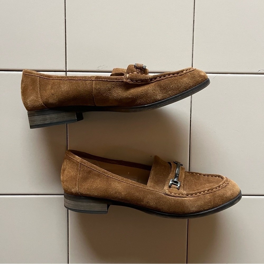 Franco Sarto Tan Suede Bit Loafers